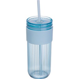 Becher mit Trinkhalm Soledad, 660 ml, hellblau