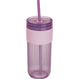Becher mit Trinkhalm Soledad, 660 ml, lila