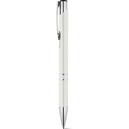 BETA BK. Aluminium-Kugelschreiber mit Clip, Weiß
