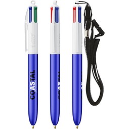 BIC® 4 Colours® Glacé mit Schlüsselband Blau Glacé / Weiß