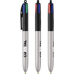 BIC® 4 Colours® Glacé Schwarz - Silberglaté