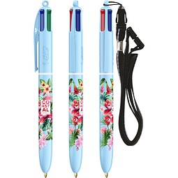 BIC® 4 Colours® Pastell + Schlüsselband Pastellblau