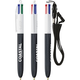 BIC® 4 Colours® Wood Style mit Lanyard Weißes/Schwarzes Holz