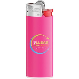 BIC® J25 Feuerzeug Corpus Pink/Boden Weiss/Drücker Rot/Chromkappe