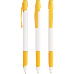 BIC® Media Clic Grip Kugelschreiber Weiß/Gelb Blaue Tinte