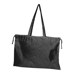 Bio Baumwolltasche (GOTS) mit Verschluss , schwarz