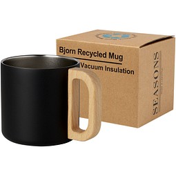Bjorn RCS-zertifizierter Becher aus recyceltem Edelstahl mit Kupfer-Vakuumisolierung, 360 ml, schwarz
