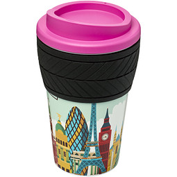 Brite-Americano Isolierbecher mit Schutzring Reifen-Design, 350 ml, magenta