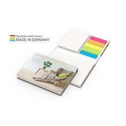 Geiger-Notes Brüssel White green+blue Haftnotizen, Bookcover Recycling-Matt, inkl. Druck auf Einband, Haftnotizen unbedruckt