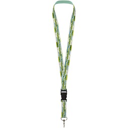 Bucks Sublimation Lanyard mit Schnappverschluss aus recyceltem PET Kunststoff, schwarz, 20mm
