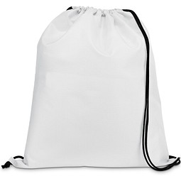 CARNABY. 210D Rucksacktasche mit schwarzen Zugbändern, Weiß
