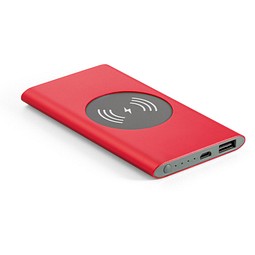 CASSINI. Powerbank 4'000 mAh mit 5W wireless Ladegerät aus Recyceltes Aluminium (100 % rAL), Rot