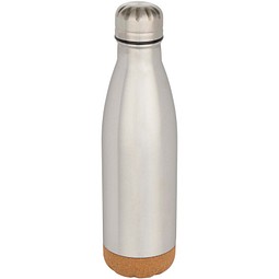 Cove 500 ml doppelwandige, vakuumisolierte Trinkflasche aus Edelstahl mit Korkdetails, mattsilber