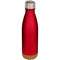 Cove 500 ml doppelwandige, vakuumisolierte Trinkflasche aus Edelstahl mit Korkdetails, rot