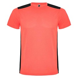 Detroit Sport T-Shirt für Kinder, Fluor Coral / schwarz, 12