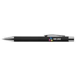LANCE® Softtouch Metallkugelschreiber Abu-Dhabi Shiny, Beschläge silber glänzend, blaue Mine, schwarz