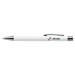 LANCE® Softtouch Metallkugelschreiber Abu-Dhabi, Beschläge silber glänzend, blaue Mine, weiß