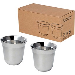 Duo 80 ml RCS-zertifiziertes Espressotassen Set aus Edelstahl, silber