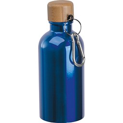 Edelstahltrinkflasche mit Karabiner, 400ml, blau