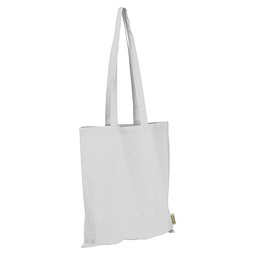 Einkaufstasche mit langen Henkeln aus recycelter Baumwolle und RPET  , weiß