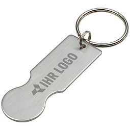 Schlüsselanhänger mit Einkaufswagenlöser Open IT, silber