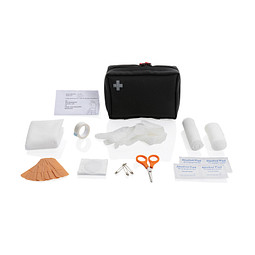 Erste-Hilfe-Set in RCS recycelter Nubuk-PU Tasche, schwarz