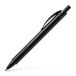 Faber-Castell Metall-Druckkugelschreiber Basic Alu, blaue Mine, schwarz