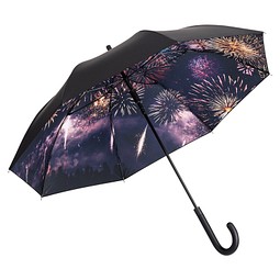 FARE® AC-Stockschirm Nature, schwarz/Feuerwerk-Design