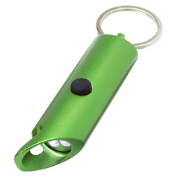 Flare IPX-LED-Lampe und Flaschenöffner aus recyceltem Aluminium mit Schlüsselanhänger, grün