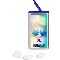 FlipTin, 20 g, Freshmints zuckerfrei, blank, blau-transparent, inkl. Druck