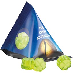 Fruchtgummi Tetraeder, Folie transparent, Trolli Fruchtgummi Kleeblatt, inkl. Druck