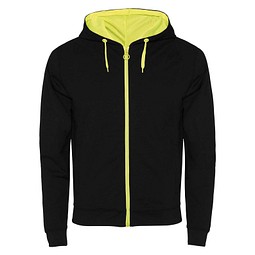 Fuji Kaputzensweatjacke Unisex, schwarz / Fluor Yellow, S