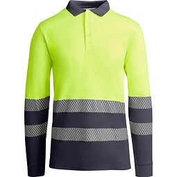 Sicherheits-Langarm-Poloshirt, XXXL, Grau/Neon-Gelb