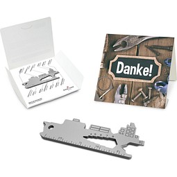 Geschenkartikel: ROMINOX® Key Tool Cargo Ship / Containerschiff (19 Funktionen) im Motiv-Mäppchen Danke, silber