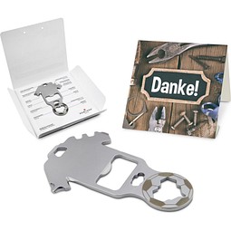 Geschenkartikel: ROMINOX® Key Tool Football / Fußball (18 Funktionen) im Motiv-Mäppchen Danke, silber