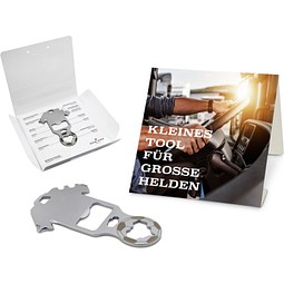 Geschenkartikel: ROMINOX® Key Tool Football / Fußball (18 Funktionen) im Motiv-Mäppchen Große Helden, silber