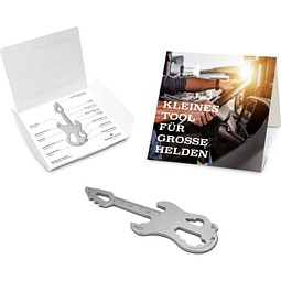 Geschenkartikel: ROMINOX® Key Tool Guitar / Gitarre (19 Funktionen) im Motiv-Mäppchen Große Helden, silber