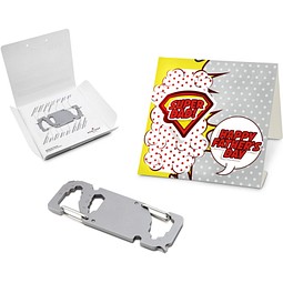 Geschenkartikel: ROMINOX® Key Tool Link (20 Funktionen) im Motiv-Mäppchen Super Dad, silber