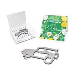 ROMINOX® Key Tool SUV / Auto (19 Funktionen) im Motiv-Mäppchen Frohe Ostern, grün