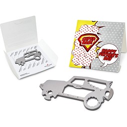 Geschenkartikel: ROMINOX® Key Tool SUV / Auto (19 Funktionen) im Motiv-Mäppchen Super Dad, silber