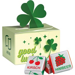 Geschenkbox Mini Kleeblatt, Böhme Fruchtkaramelle, inkl. Druck