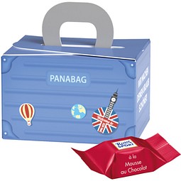 Geschenkbox Mini Koffer, Ritter SPORT Schokowürfel Mousse au Chocolate, inkl. Druck