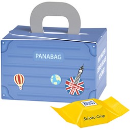 Geschenkbox Mini Koffer, Ritter SPORT Schokowürfel Schoko Crisp, inkl. Druck
