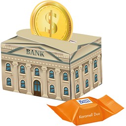 Geschenkbox Mini Rund, Ritter SPORT Schokowürfel Karamell Dou, inkl. Druck