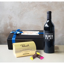 Geschenkset Goldrausch, Black Print, Blaue Schleife, inkl. Druck
