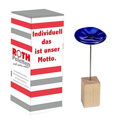 Handgefertigte Glasblume, blau, 1-seit. Druck