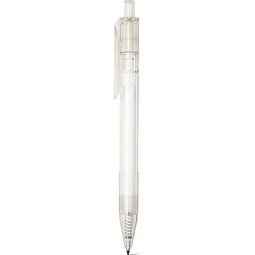 HARLAN. rPET-Kugelschreiber mit farbigem Knopf, Transparent