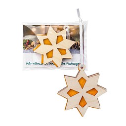 Holz-Filz Anhänger, Stern in Werbetüte, 2-seit. Druck