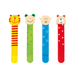 Holz-Lesezeichen FUNNY ANIMALS, 4-fach sortiert, Preis pro Stück,bunt