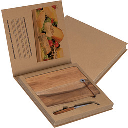 Holzbrett mit Käsemesser, braun